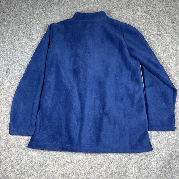 Quacker Factory Jacket Women’s Medium Blue Fleece Rhinestones Full Zip Artsy - Picture 8 of 10